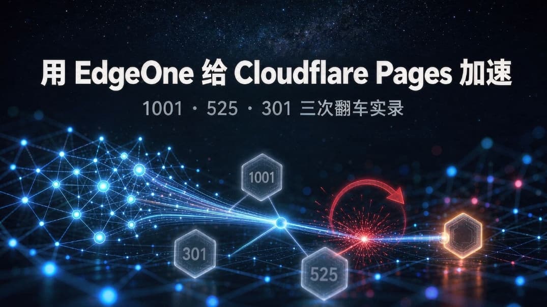 用 EdgeOne 给 Cloudflare Pages 加速:1001、525、301 三次翻车实录